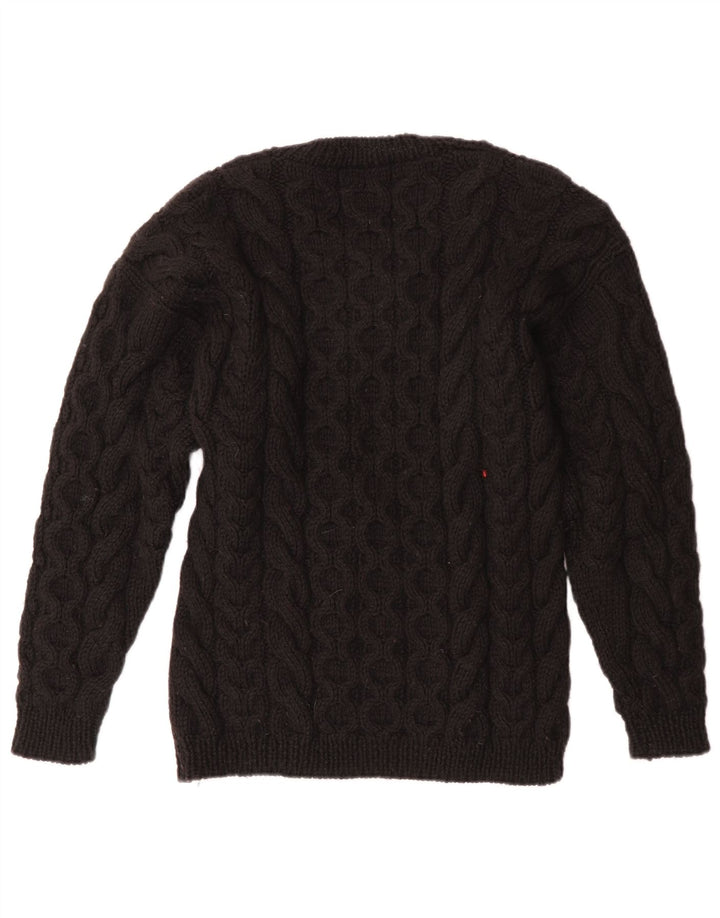 VINTAGE Pull ras du cou pour femme UK 12 Noir moyen