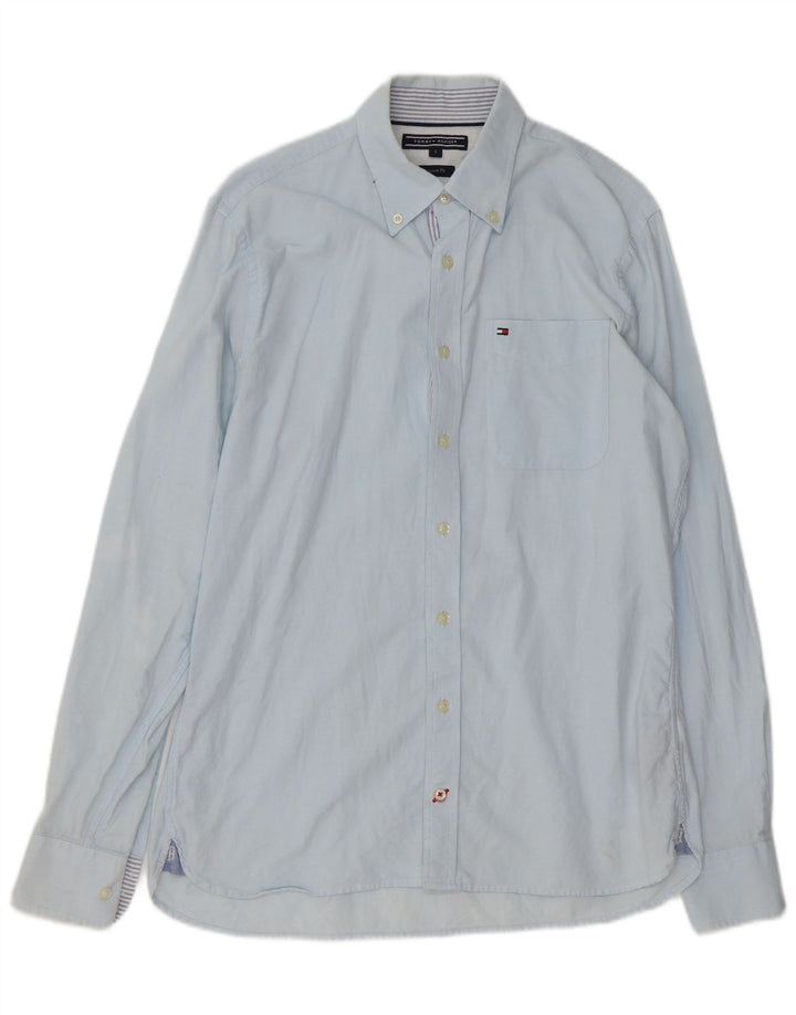 TOMMY HILFIGER Mens Custom Fit Shirt Small Blue Cotton