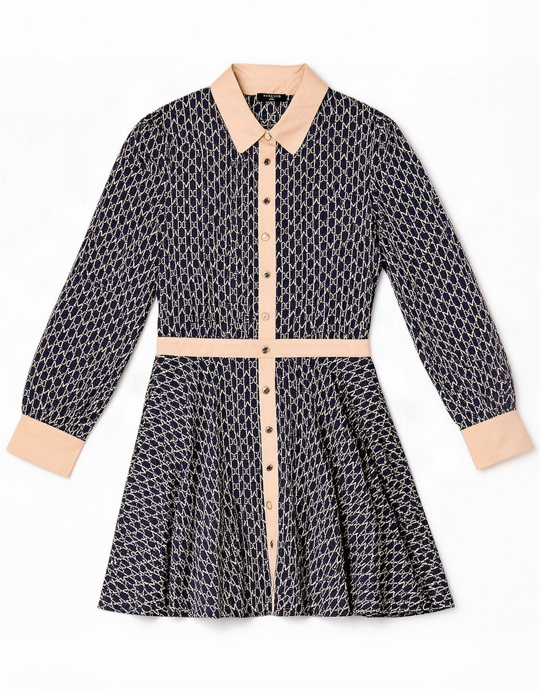Guess By Marciano Robe trapèze à motif abstrait pour femme US 6 Bleu marine moyen
