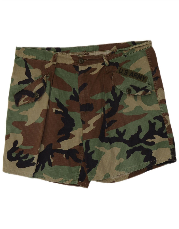 VINTAGE Short décontracté pour homme W38 XL Kaki Camouflage Coton