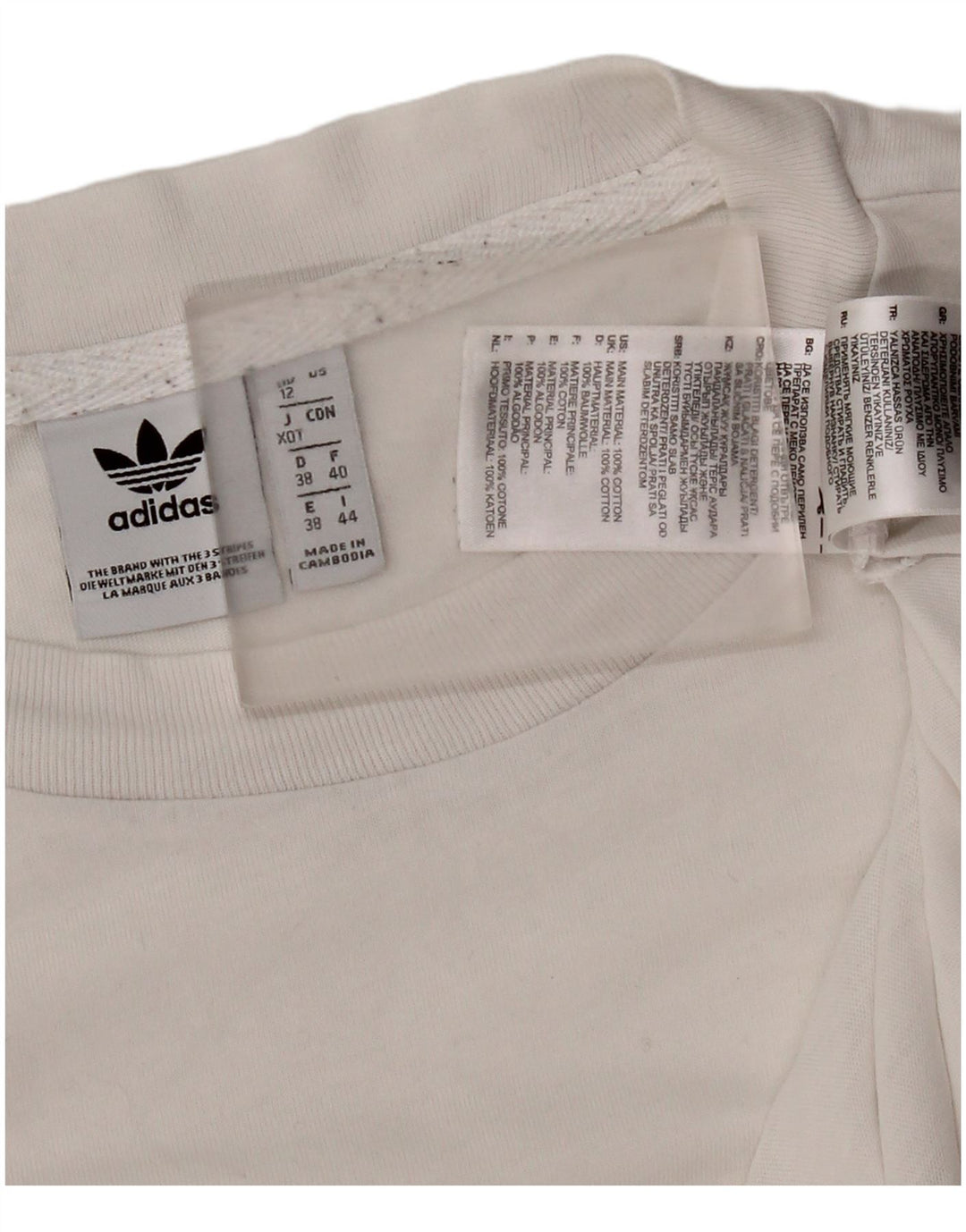 Adidas T-Shirt Femme Top UK 12 Coton Blanc Moyen