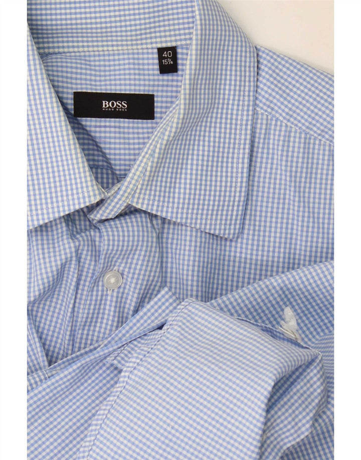 Hugo Boss Chemise Homme Taille 40 15 3/4 Vichy Bleu Moyen