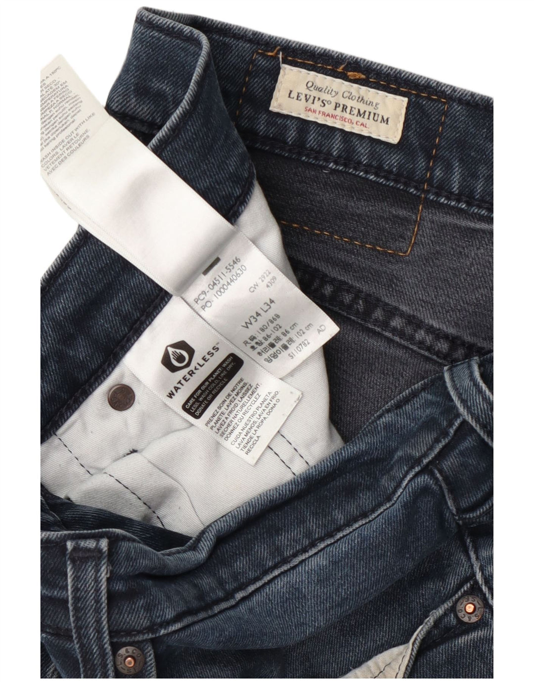 Levi's Jean Slim Homme W34 L34 Bleu Marine Coton