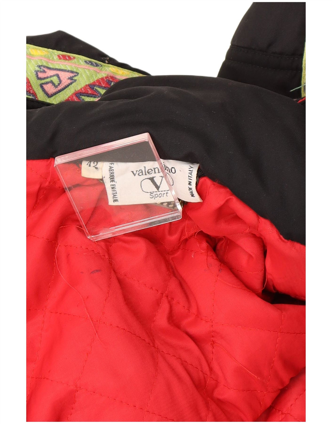 Valentino Veste coupe-vent à capuche pour homme US 42 XL Noir Géométrique Polyester