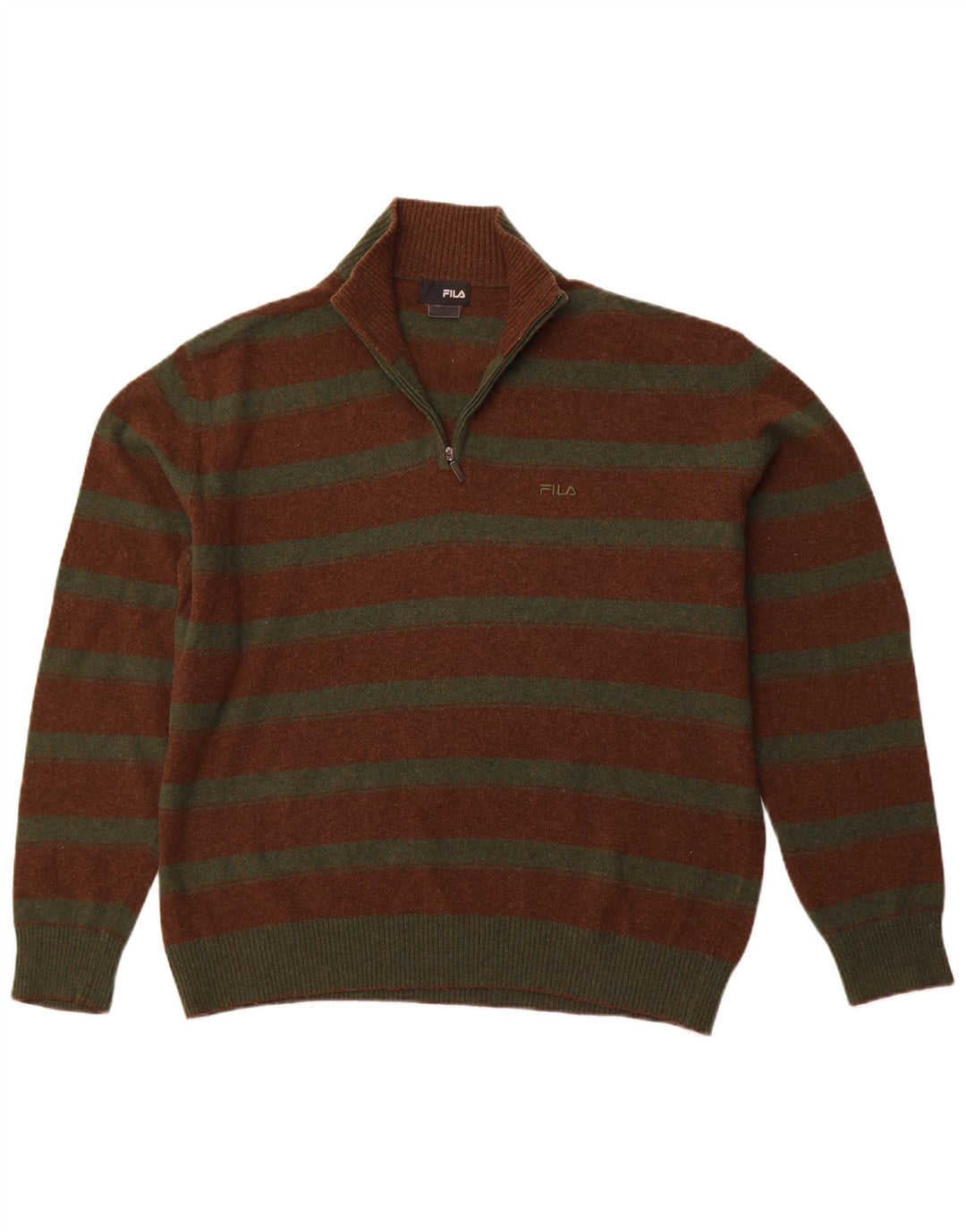 FILA Pull col zippé homme XL marron rayé
