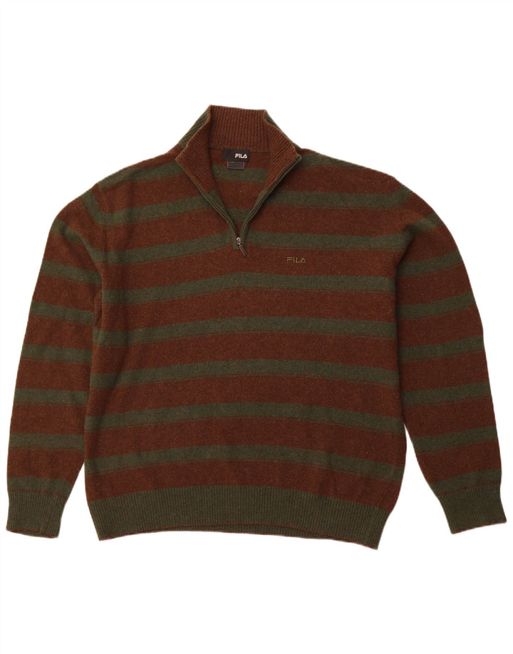 FILA Pull col zippé homme XL marron rayé