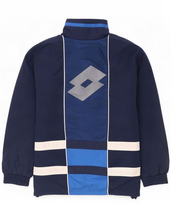 Lotto Mens Tracksuit Top Jacket Small Navy Blue Colourblock Cotton