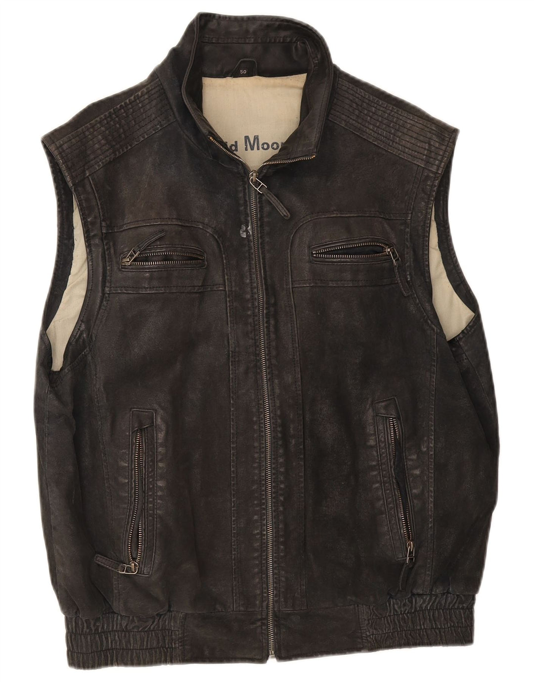 David Moore Gilet en cuir pour homme IT 50 Large Noir