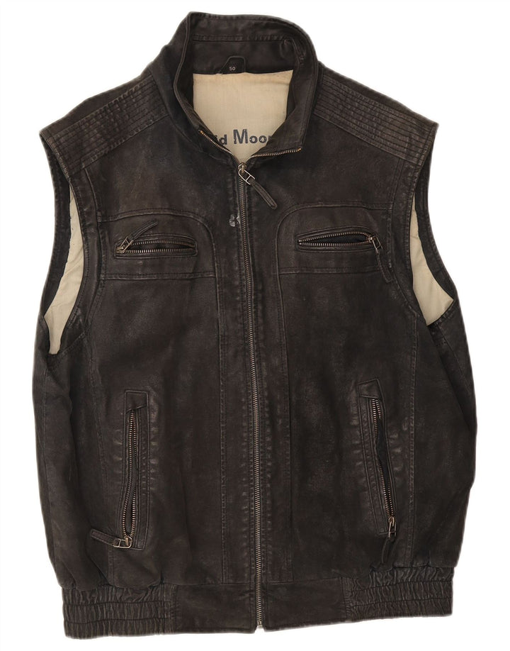 David Moore Gilet en cuir pour homme IT 50 Large Noir