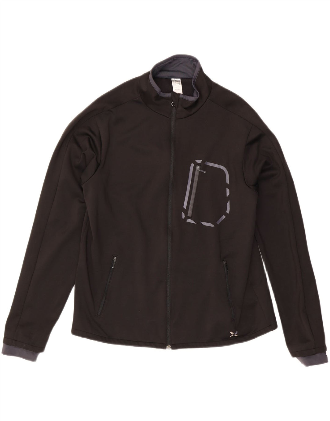 vintage Mens Survêtement Top Veste Grand Noir Polyester