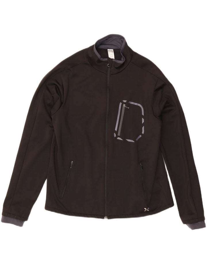 vintage Mens Survêtement Top Veste Grand Noir Polyester