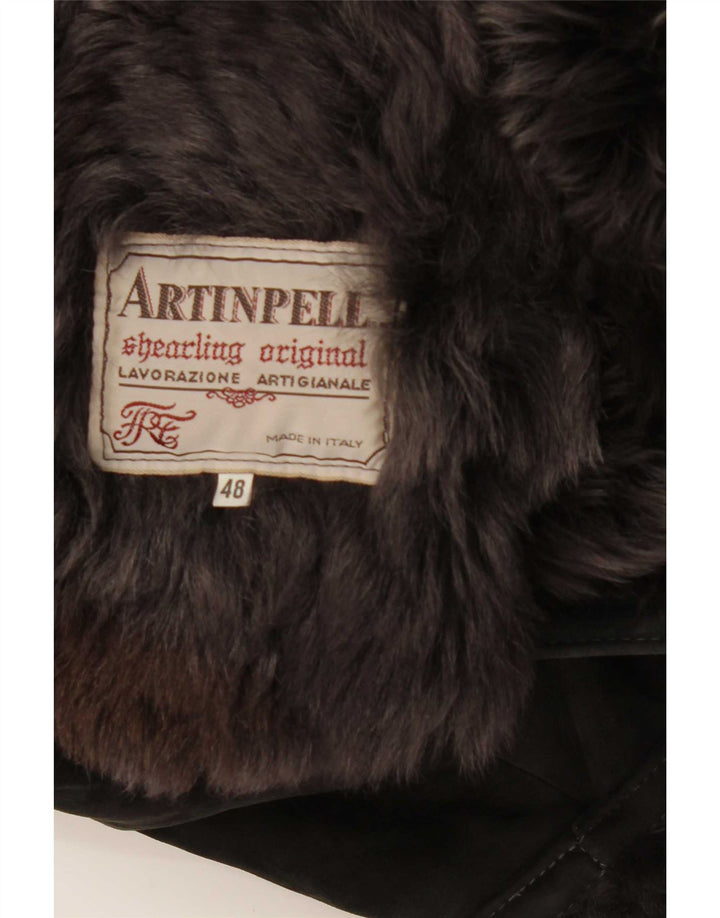 Veste en peau de mouton vintage pour femme IT 48 XL Noir
