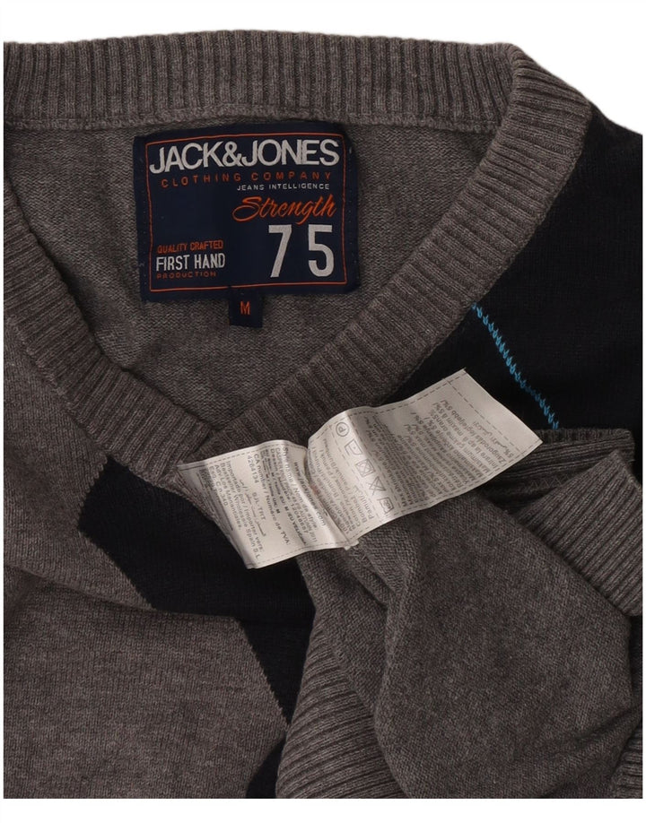 Jack & Jones Pull Col V Homme Gris Moyen Colorblock Coton