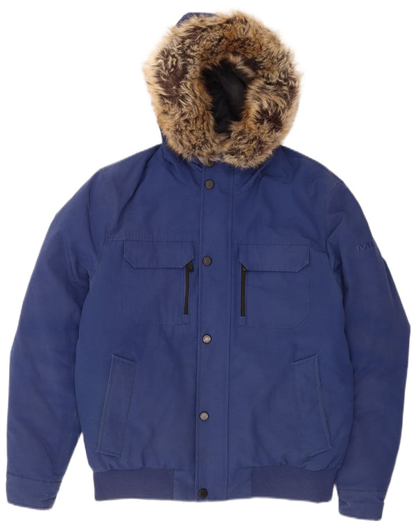 Michael Kors Veste bomber rembourrée à capuche pour homme UK 36 Petit Bleu Polyester