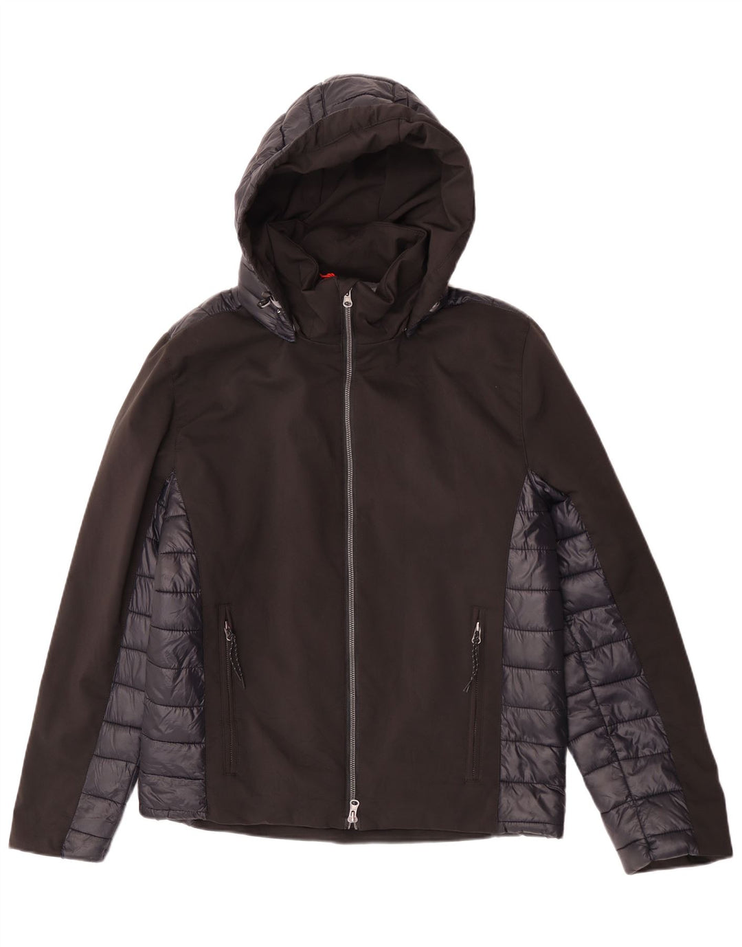 Brugi Veste matelassée à capuche pour homme UK 40 Large Noir Colorblock Polyester