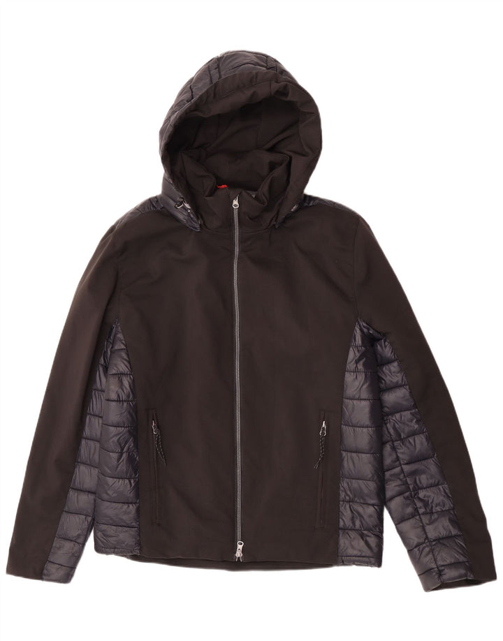 Brugi Veste matelassée à capuche pour homme UK 40 Large Noir Colorblock Polyester