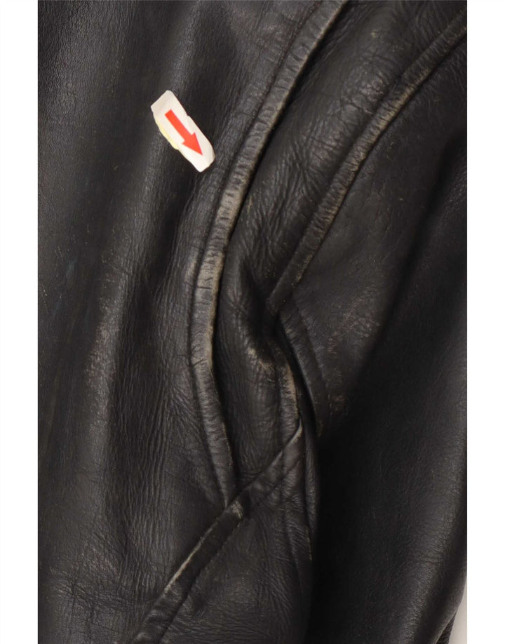 Sheep Land Veste de motard en cuir pour homme UK 36 Petit Noir