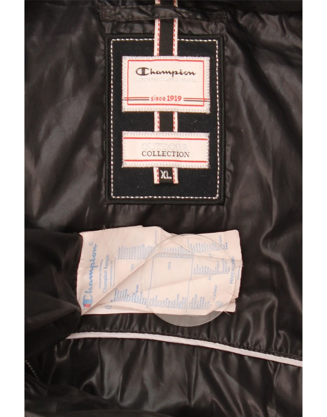 Champion Manteau rembourré à capuche pour femme UK 18 XL Noir Polyester