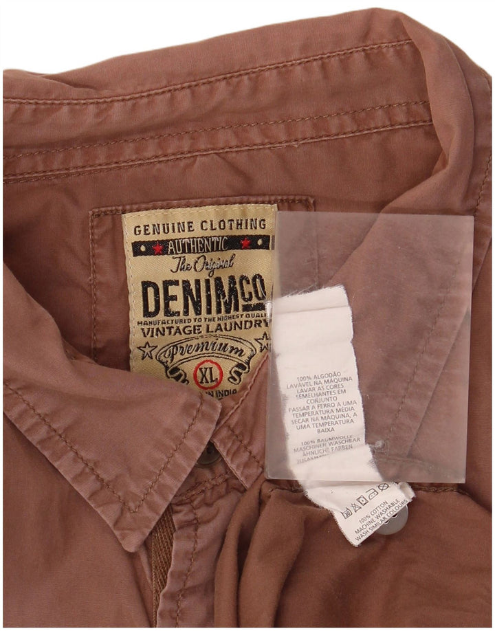Chemise Homme Vintage XL Coton Marron