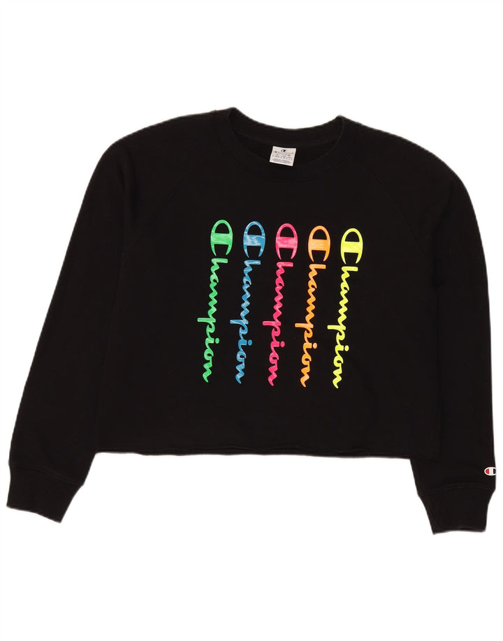Champion Sweat-shirt court graphique pour femme UK 14 Noir moyen