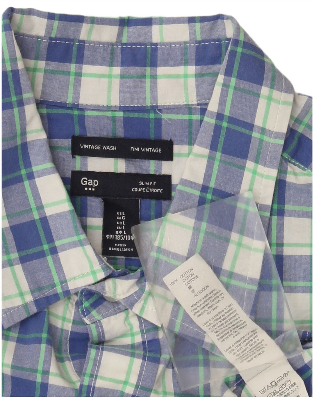 Gap Chemise Slim Fit Homme Grand Carreau Bleu Coton