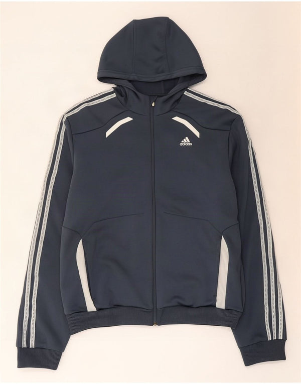 Adidas Pull à capuche zippé Climalite pour homme en polyester color block grand gris