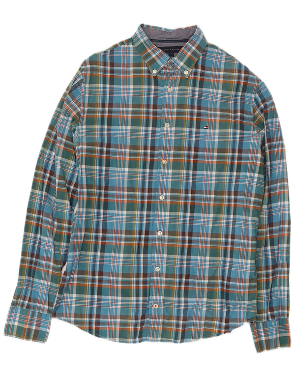 Tommy Hilfiger Chemise New York Fit Homme Petit Carreau Bleu Coton