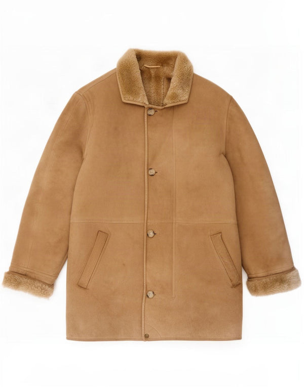 Manteau en peau de mouton vintage pour hommes IT 52 XL Beige