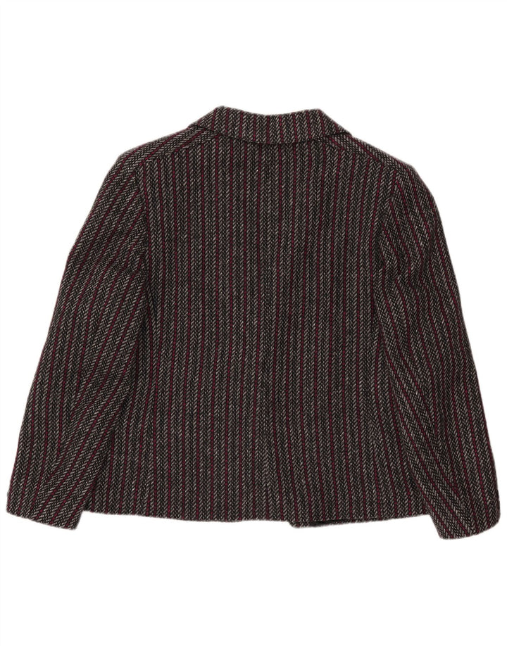 ELENA MIRO Veste blazer 2 boutons pour femme UK 14 Large Gris Rayé