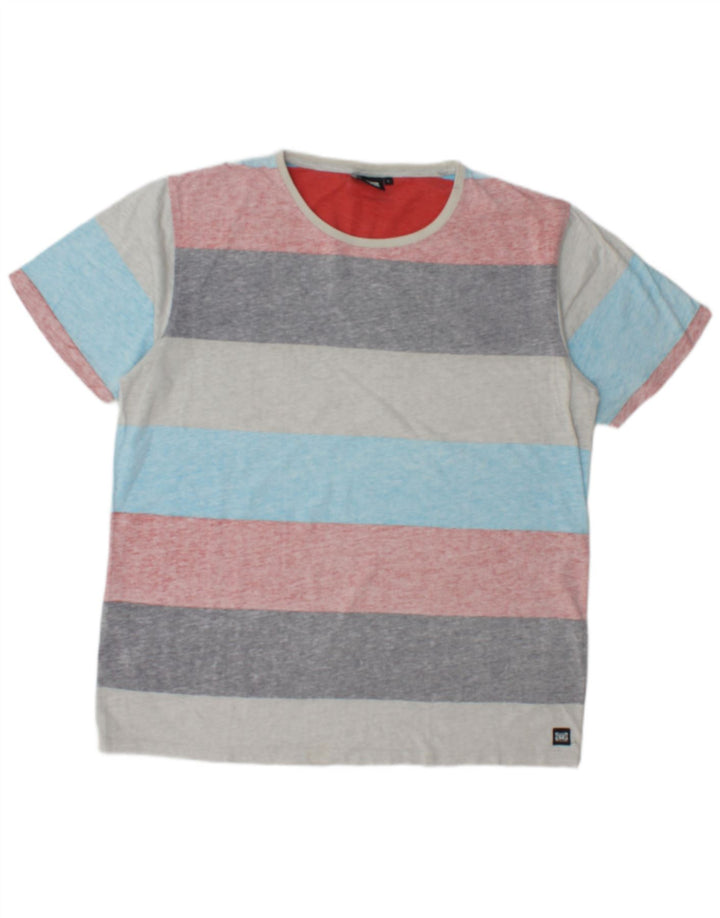 Animal T-Shirt Homme Haut Large Coton Rayé Multicolore