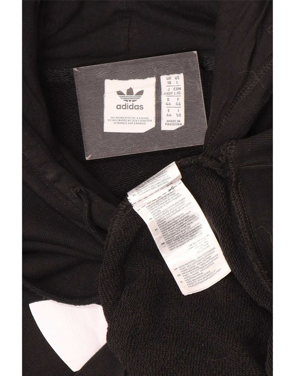 Adidas Pull à capuche graphique pour femme UK 18 XL Noir Coton