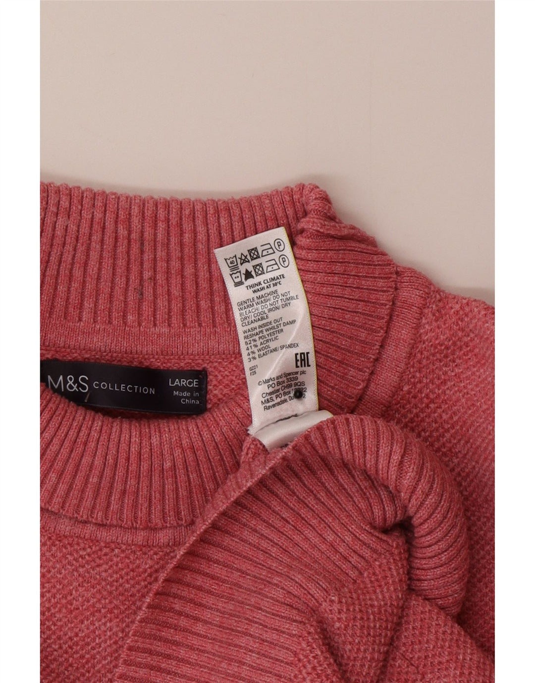 Marks & Spencer Pull surdimensionné à col roulé pour femme UK 16 Large Rose