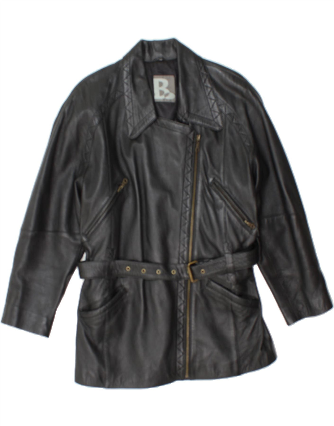 VINTAGE Womens Leather Jacket EU 38 Medium Black Leather Vintage Vintage and Second-Hand Vintage from Messina Hembry 