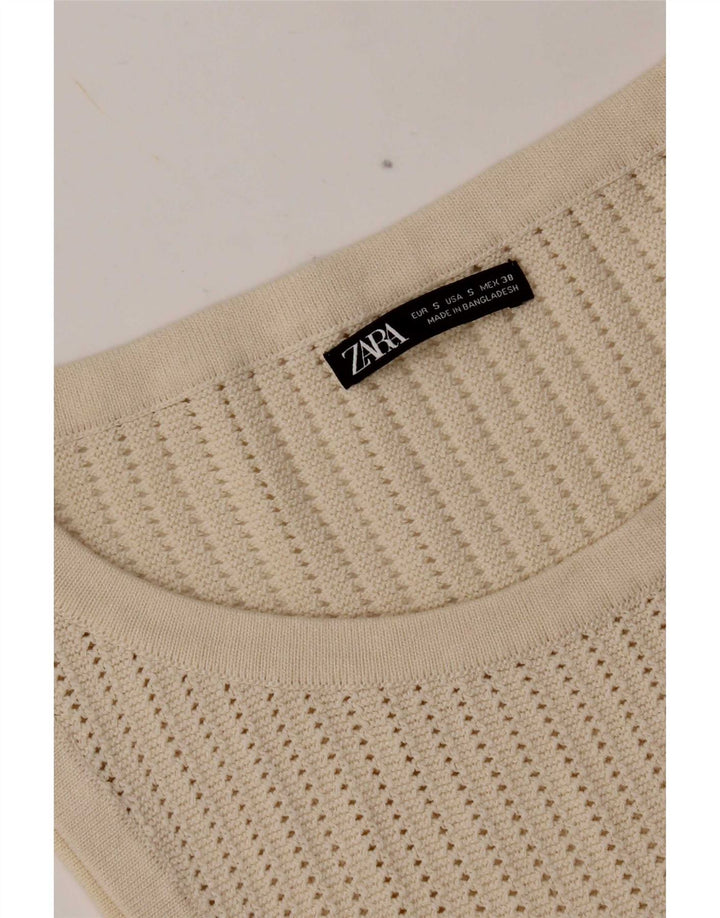 Zara Womens Vest Débardeur UK 8 Petit Beige