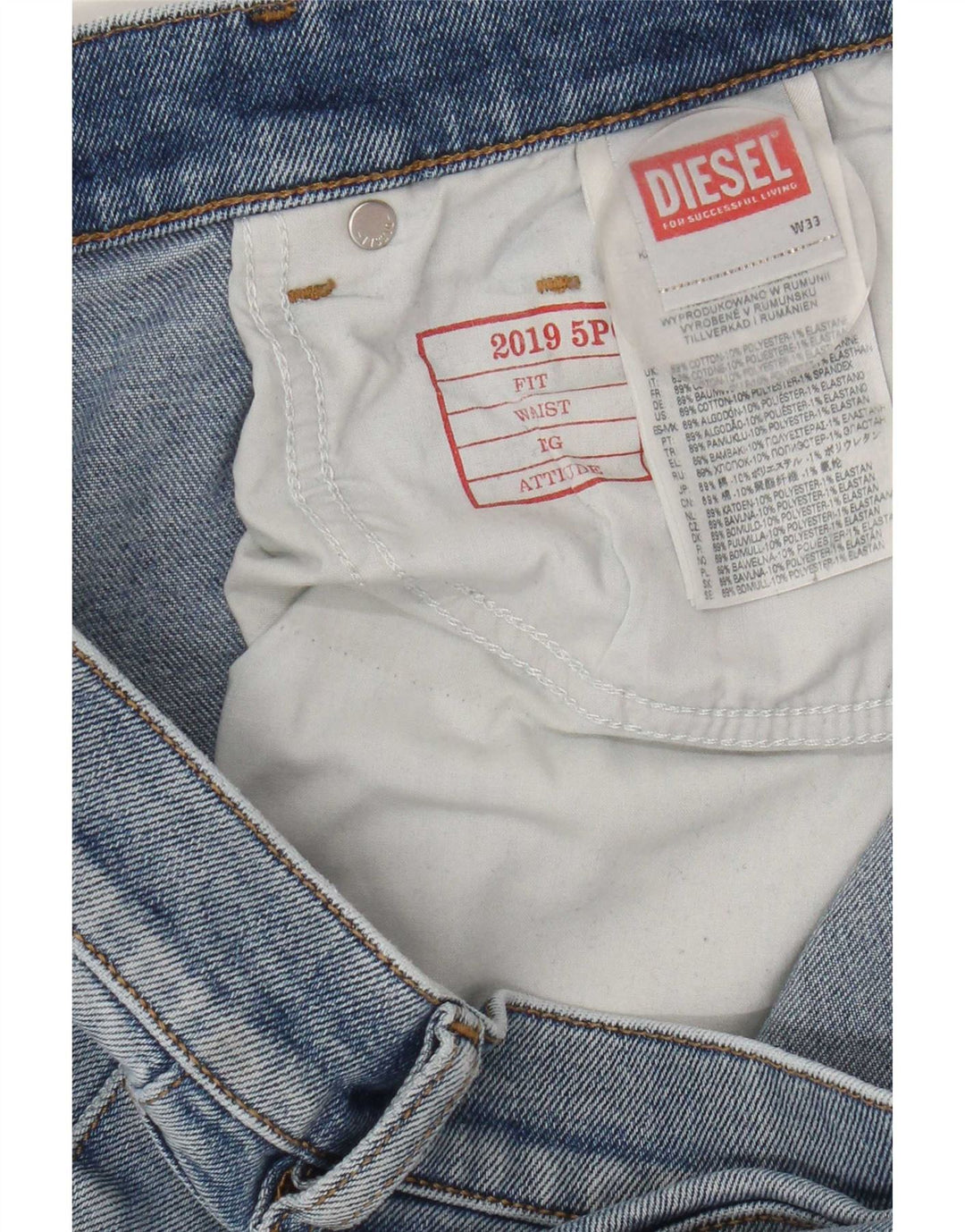 Jean Slim Femme Diesel W33 L32 Bleu Coton