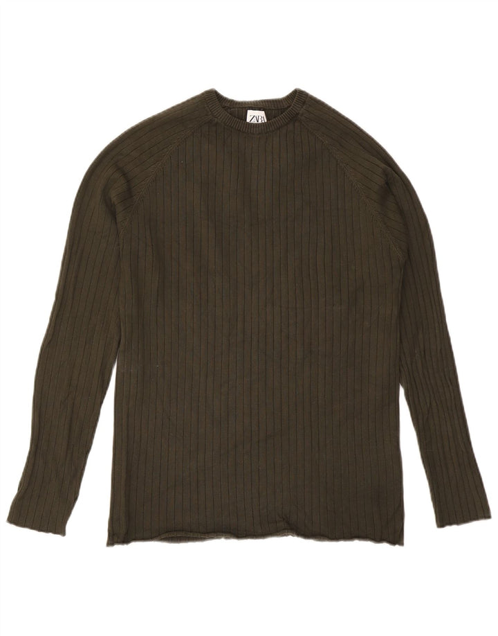 Zara Pull ras du cou pour homme, grand Kaki