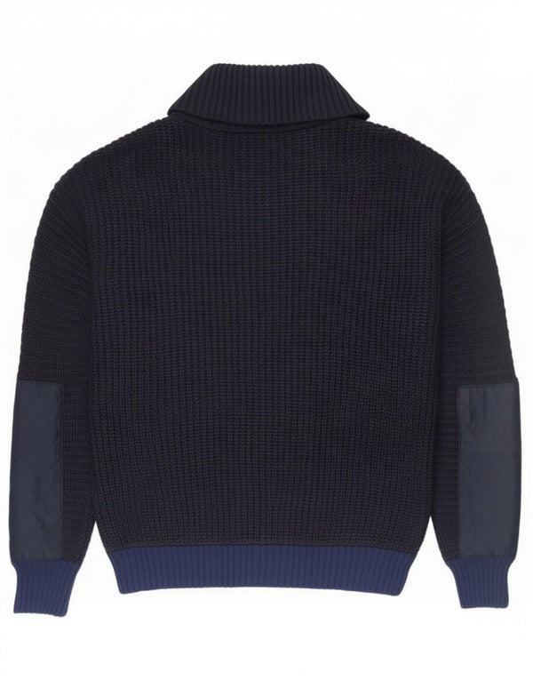 Topshop Pull à col zippé pour femme UK 10 Small Bleu marine Colourblock