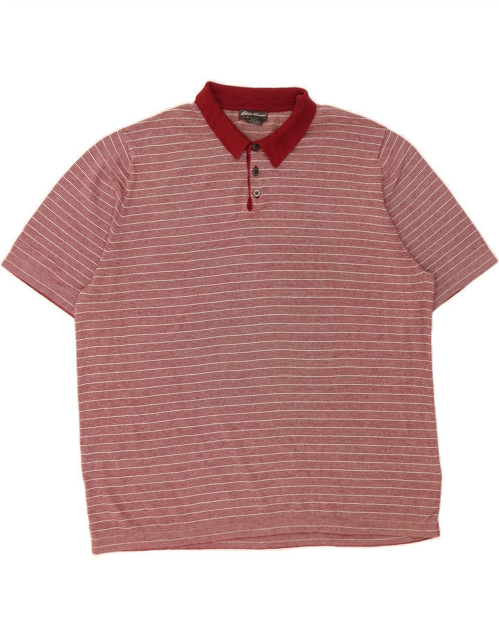 EDDIE BAUER Mens Polo Shirt XL Red Striped Cotton Vintage Eddie Bauer and Second-Hand Eddie Bauer from Messina Hembry 