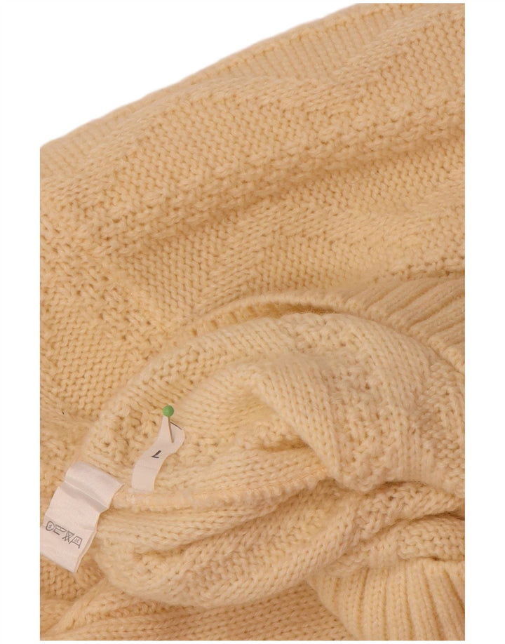 RODES Mens Crew Neck Jumper Sweater Large Beige Geometric Wool