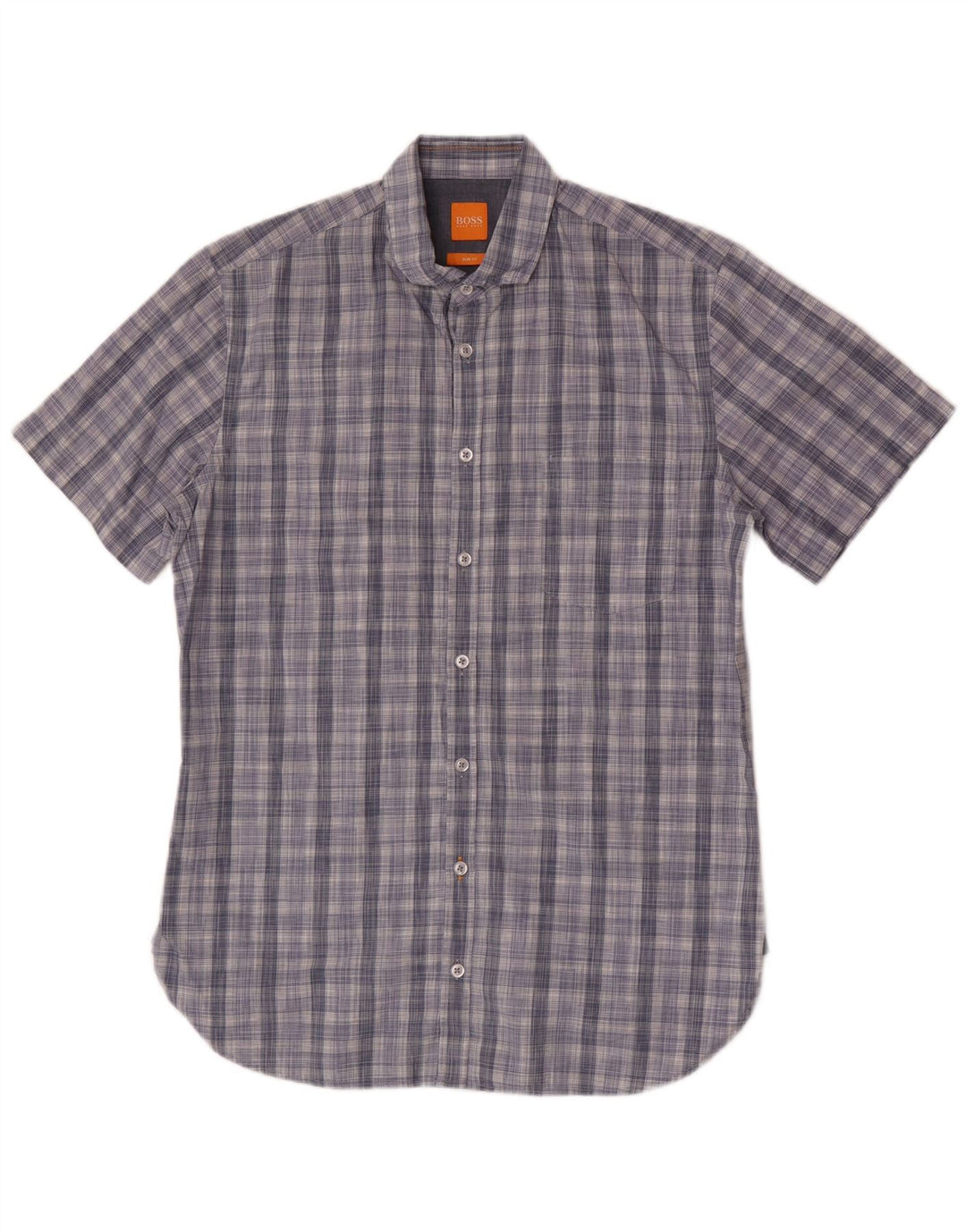 Hugo Boss Chemise Slim Fit à manches courtes en coton à carreaux bleu moyen