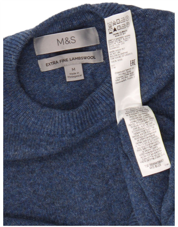 Marks & Spencer Pull Col Rond Homme Bleu Moyen Laine