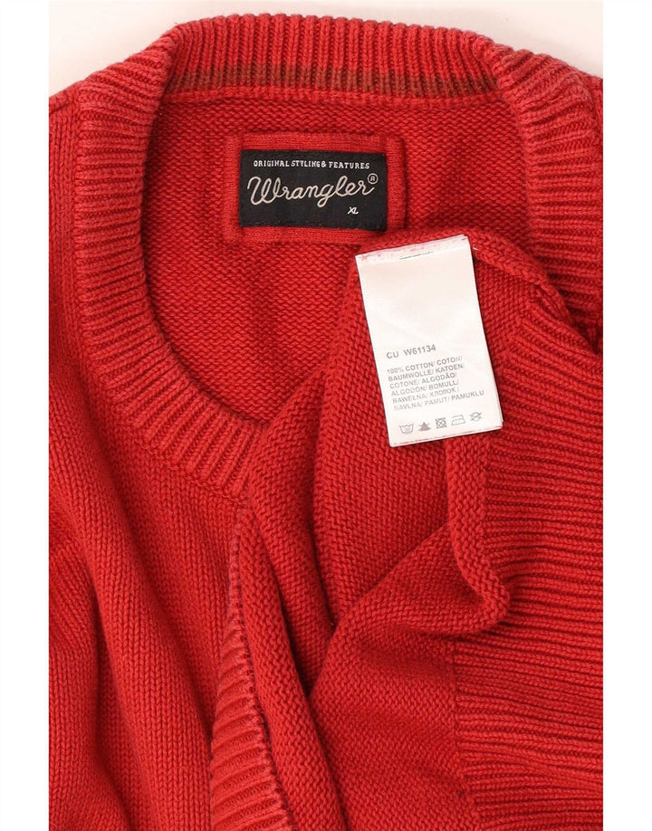 Wrangler Pull col rond pour homme XL en coton rouge