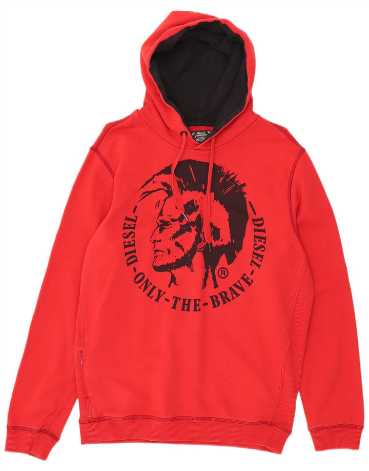 Diesel Pull à Capuche Graphique Homme Rouge Moyen Coton