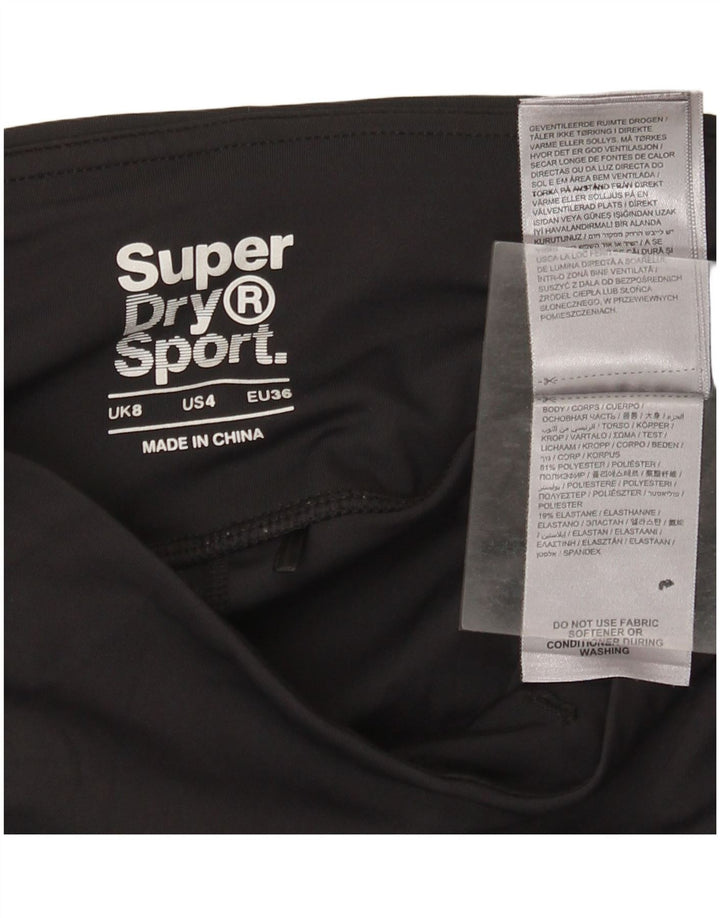 Superdry Femme Leggings Graphiques UK 8 Petit Noir Polyester