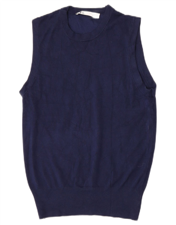 Zara Femme Débardeur UK 12 Medium Bleu Marine Viscose