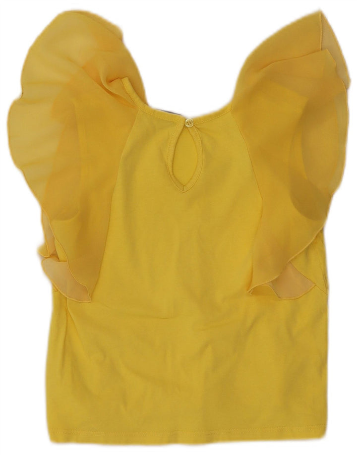 Pinko Femmes Crop Blouse Top UK 8 Petit Jaune Polyester