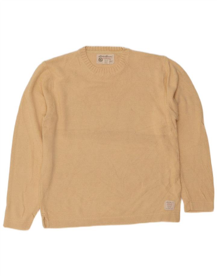 Eddie Bauer Pull à col rond pour homme Petit coton jaune