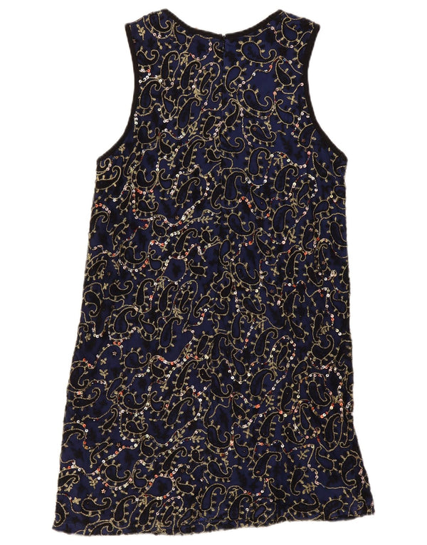 Zara Womens Trafaluc Robe droite sans manches UK 12 Bleu marine moyen Paisley
