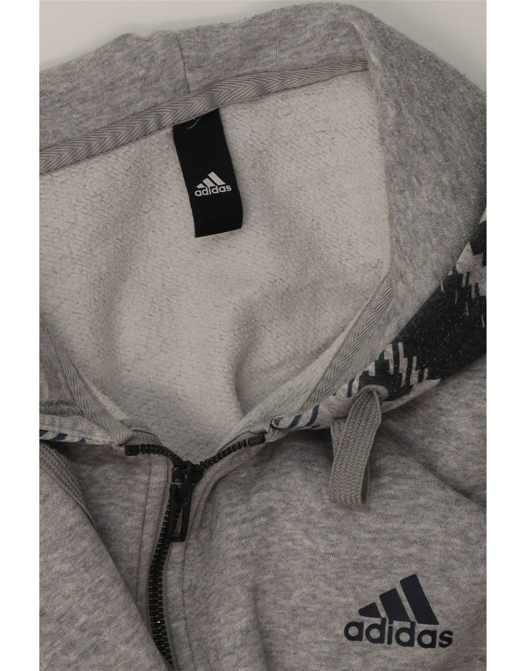 Adidas Pull à capuche zippé pour homme Grand gris géométrique