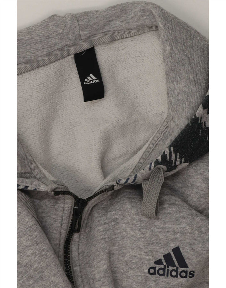 Adidas Pull à capuche zippé pour homme Grand gris géométrique